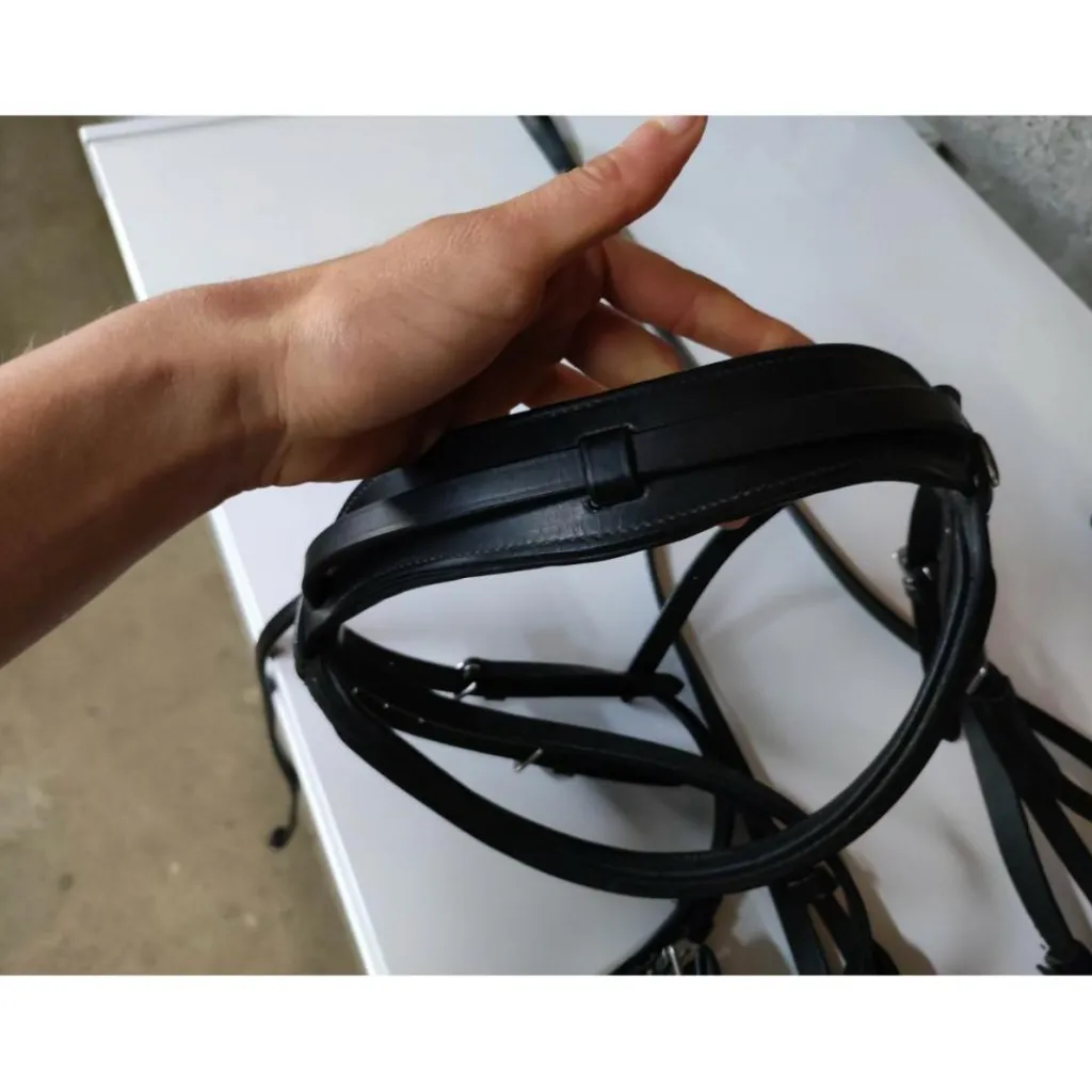 Happy Mouth Brides>Bride cuir noir taille cheval