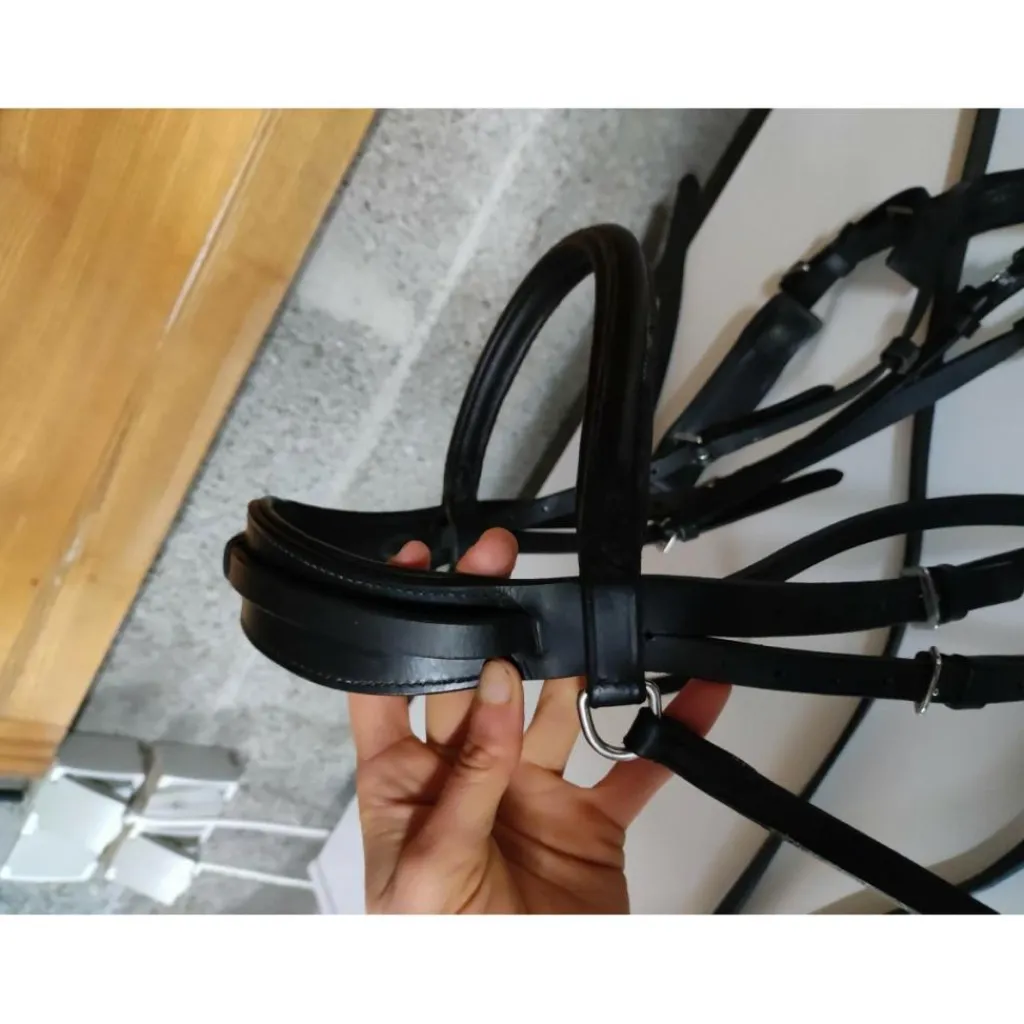 Happy Mouth Brides>Bride cuir noir taille cheval