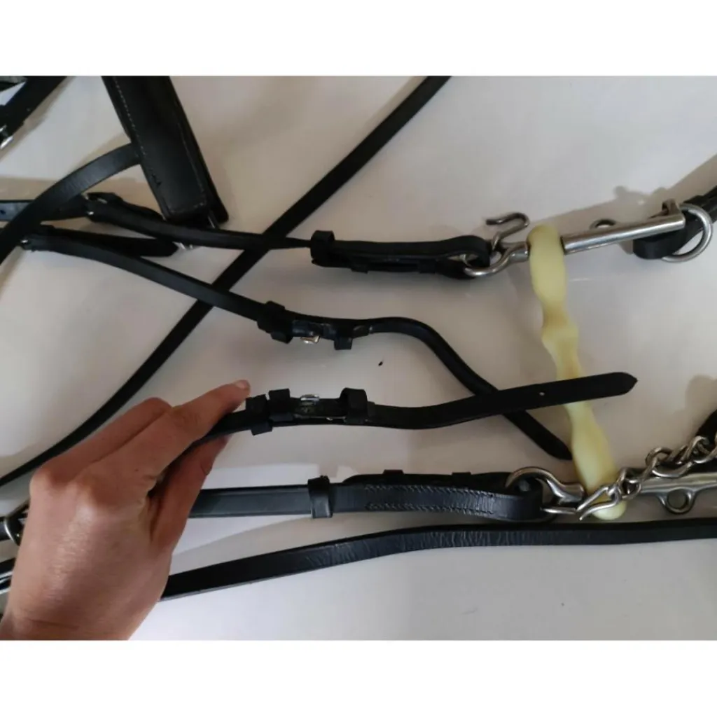 Happy Mouth Brides>Bride cuir noir taille cheval