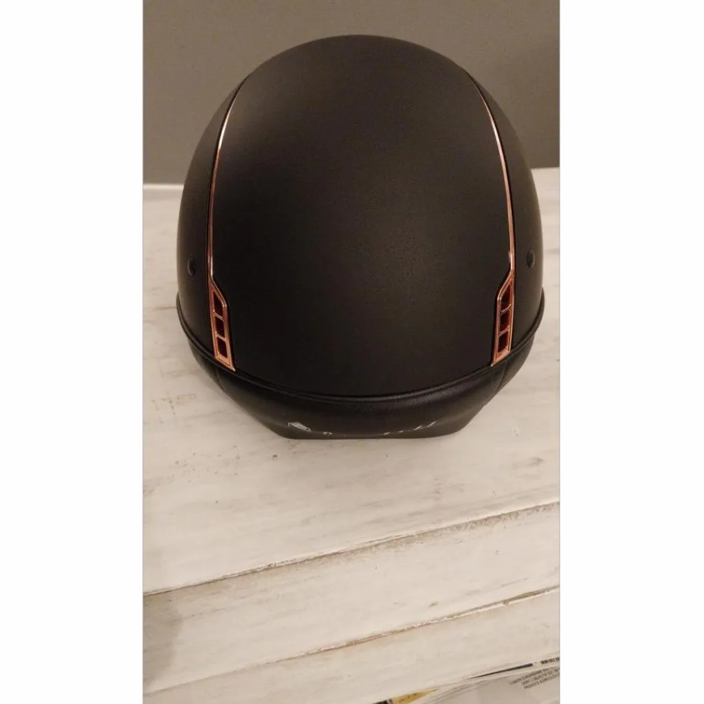 Casque d'équitation Miss Shield Shadowmatt Paint noir Crystal Fabric rose gold blason rose gold*Samshield Online