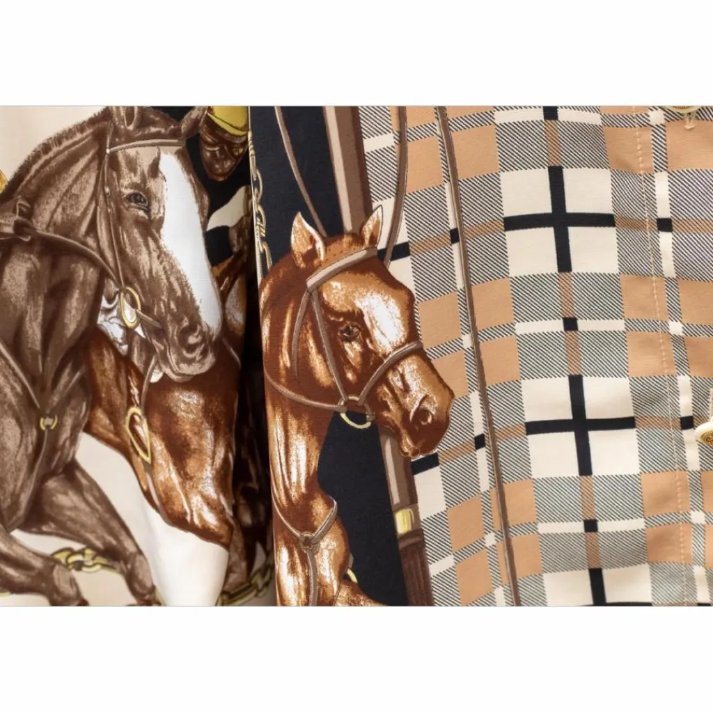 Chemisier motif équestre - jockey - vintage - équitation - Taille M*- Marque inconnue - Sale