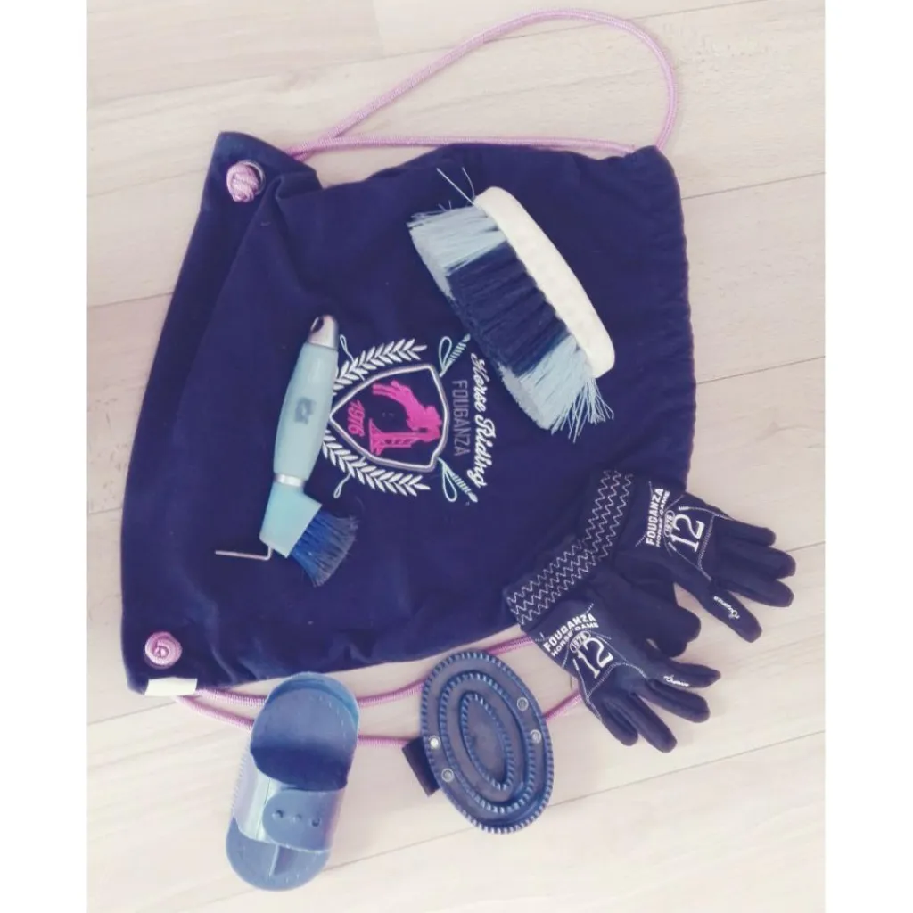 Fouganza Kit De Pansage>LOT DE BROSSES+SAC+GANTS