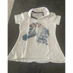 Fouganza Polos / Tshirts Équitation>Polo blanc à manches décathlon