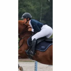 Polo manche longue bleu marine et blanc*Equitheme Discount