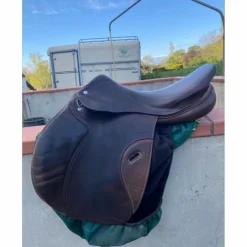 Fouganza Selles Mixtes>Selle cuir marron 17,5