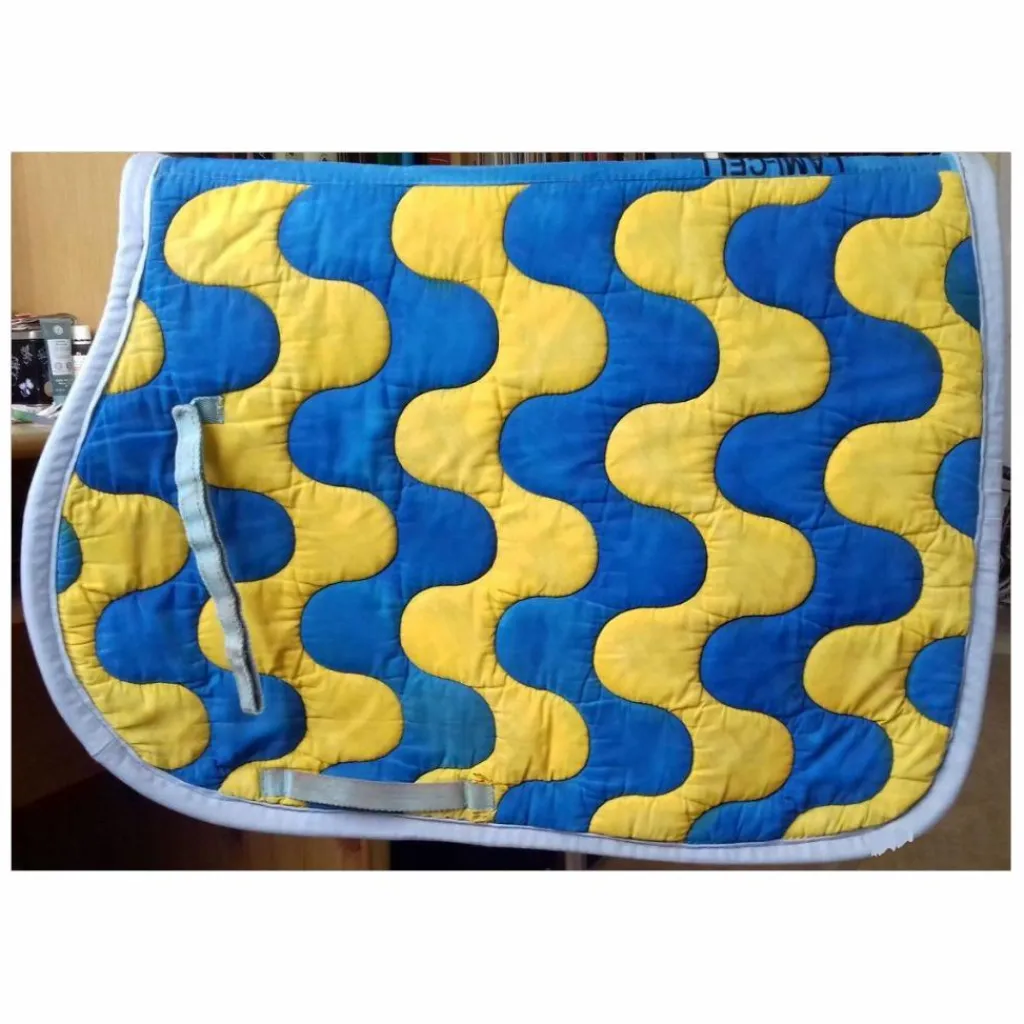 Fouganza Tapis>Tapis de selle Lamicell bleu et jaune personnalisé