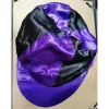 Toque neuve en satin violet/noir* Clearance