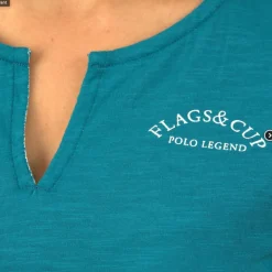 Polos / Tshirts Équitation>T-SHIRT OCANA – FLAGS&CUP bleu émeraude