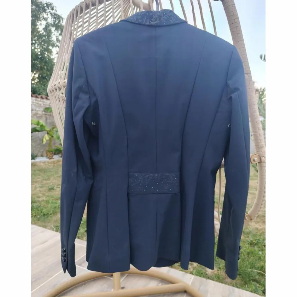 Veste de concours équiline bleu marine strass et flowers*Equiline Online